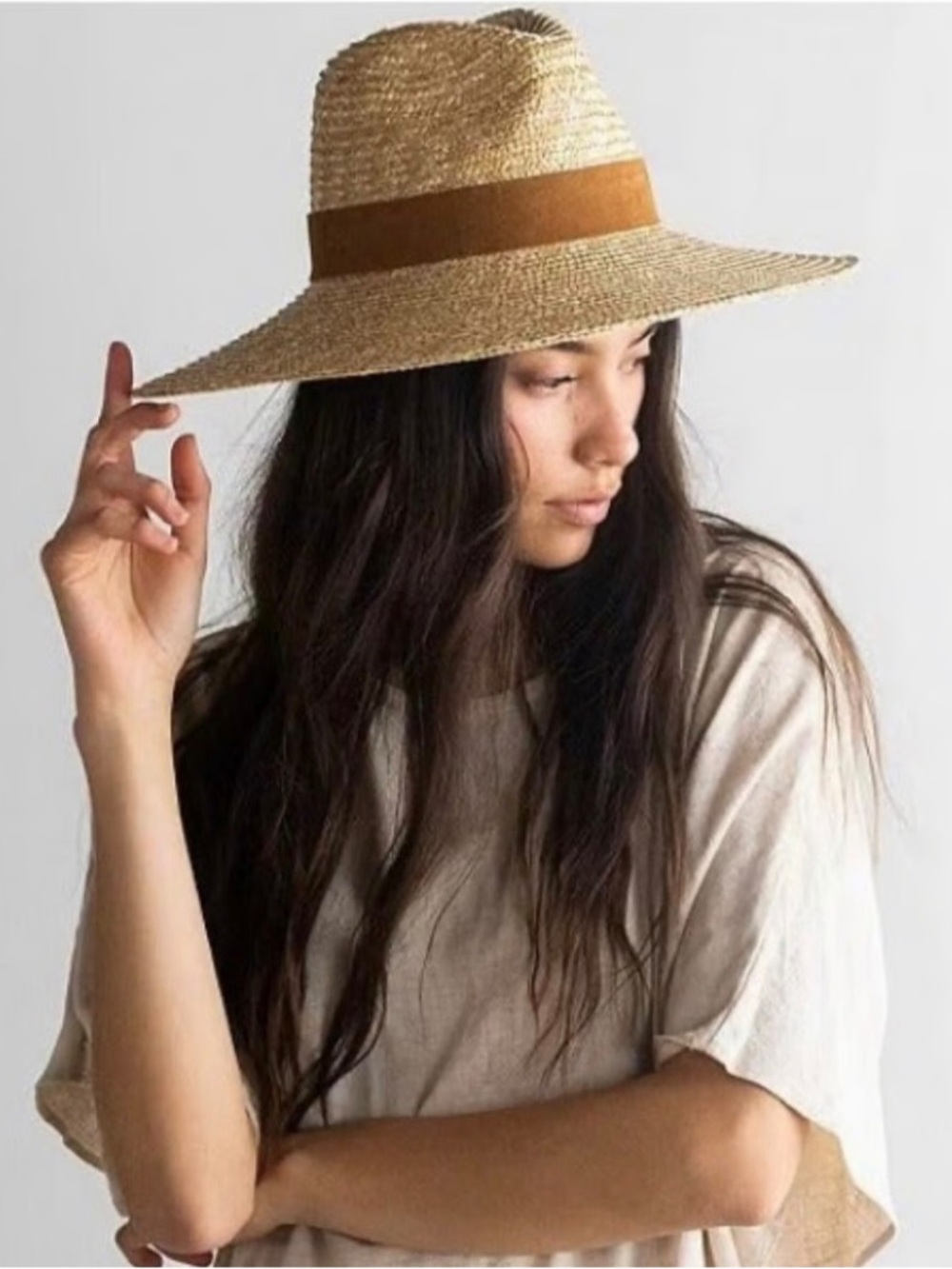 GIGI PIP Straw Sun Hat with Brown Band